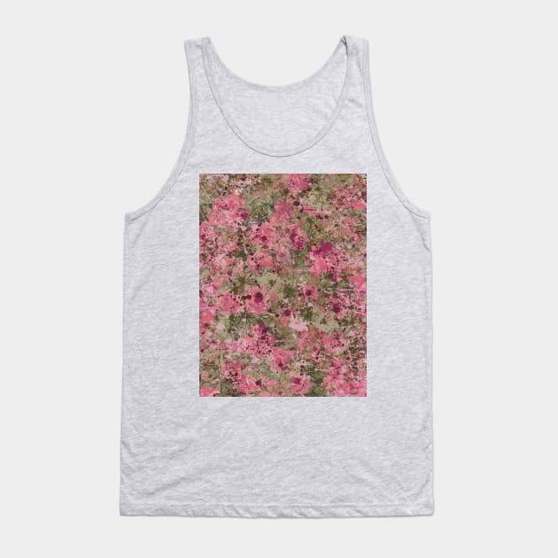 Pink Splattered Rose Garden Tank Top by deb schlier